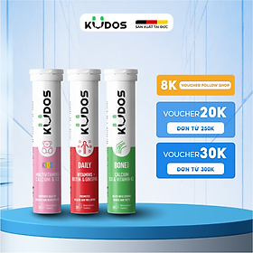 Combo Thực phẩm bảo vệ sức khỏe KUDOS KIDS + Viên Sủi KUDOS BONE + Viên Sủi KUDOS DAILY (20 viên/tuýp)