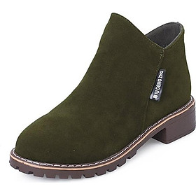 IELGY Martin short boots women's fashion matte leather flat bottom versatile thick with boots