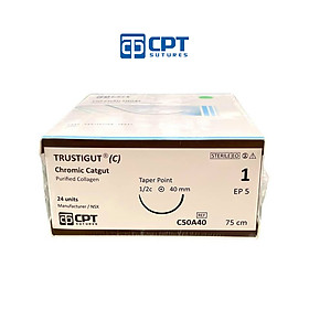 Chỉ phẫu thuật tự tiêu tan chậm CPT Trustigut (C) Chromic Catgut số 1 - C50A40