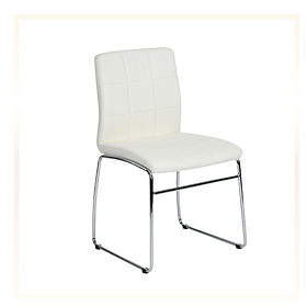 Ghế làm việc tại nhà chân vòng thép mạ chrome bóng Ghế họp văn phòng nệm bọc PVC sang trọng Morden Dinning Chairs METRO-S