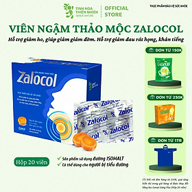 Viên ngậm Ho thảo mộc Zalocol hỗ trợ giảm đau rát họng, khản tiếng do viêm họng, viêm phế quản (Hộp 20 viên) - Genat