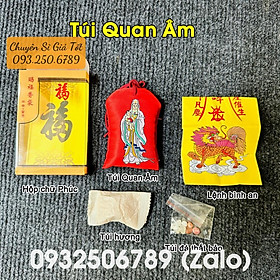 [RƯỚC LỘC]COMBO Bình An : TÚI QUAN ÂM + KIM BÀI QUAN THẾ ÂM BỒ TÁT cầu bình an- May Mắn Vượng Tài- Đã Khai Quang