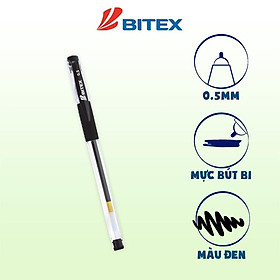 Bút Gel Bitex G02 mực xanh, mực đỏ, mực đen, ngòi 0.5mm viết êm trơn, không chảy mực