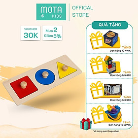 MPL03025 - Mota Montessori Đồ chơi montessori Mảnh ghép với 3 hình cơ bản cho bé 15-18 tháng phát triển tư duy và vận động - Hàng chính hãng