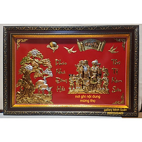 Tranh mừng thọ Ông, Bà bằng đồng vàng nguyên chất