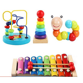 Combo 6 món đồ chơi gỗ montessori, phát triển trí tuệ