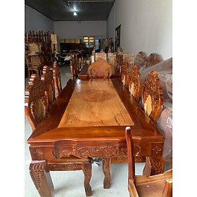 Bàn ăn kiểu 8 ghế gỗ tràm mẫu đẹp-Bộ bàn ăn cao cấp gỗ tràm (FREESHIP 70 KM )