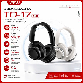 Tai Nghe chống ồn ANC Kép SilentCore Hybrid Bluetooth V6.0 không dây Hi-Res ACS WIWU Soundbasha TD-17 cho iphone ipad oppo z fold samsung - Chống Ồn Hybrid ANC, Bluetooth 6.0, Pin 50 Giờ, Âm Thanh ACS 360° - Hàng nhập khẩu - Màu trắng