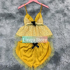 Đồ ngủ sexy gợi cảm - Đồ ngủ sexy gợi cảm lụa satin mềm mịn Freesize dưới 60kg
