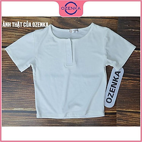 Áo croptop nữ cổ v tay ngắn , áo thun nữ crt ôm body thun gân 100% cotton freesize dưới 50 cân nhiều màu