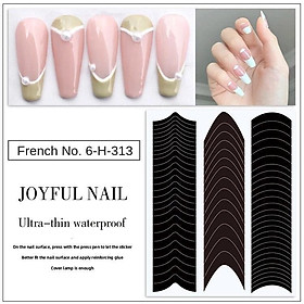 Sticker French Đầu Móng Ombre Màu Đen Nhiều Kiểu Cong Nhọn Oval Làm Nail, Miếng Dán Dặm Phen Omber Fen Đầu Móng Chuyên Dụng Nữ Women