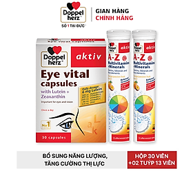 Combo bổ sung vitamin, khoáng chất và bổ mắt Doppelherz Eye Vital (30 viên) + 02 tuýp sủi A-Z Fizz (13 viên)