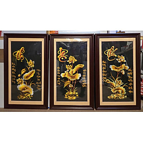 Mua Tranh thêu Sen Vàng - Phúc Lộc Thọ