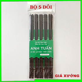 Mua Bộ 5 đôi đũa KHẢM đũa ăn cơm cao cấp đũa gỗ TRẮC ĐEN  đũa đẹp tự nhiên không hoá chất  không cong vênh  chống mốc