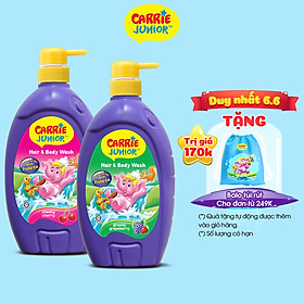 Combo 2 Sữa Tắm Gội cho bé Carrie Junior (700g/chai): 1 Hương Grapeberry + 1 Hương Cherry