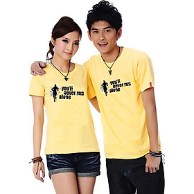 Bộ Áo Thun Đôi Nam Nữ Bạn Không Cô Đơn Màu Vàng