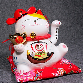 Mua Quà tặng Tân Gia Mèo Thần Tài đội mũ ôm vàng vẫy tay 21*21 cm