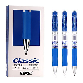 Bút bi bấm đầu 3 màu -12 cây /hộp bút gel BAOKE/B35
