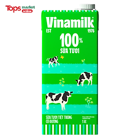 Sữa Tươi Có Đường Vinamilk 100% Sữa Tươi Hộp 1L