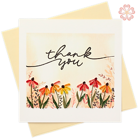 Thiệp Giấy Xoắn Nghệ Thuật - Thiệp Vườn Hoa Cảm Ơn - Thank You Floral Garden Card - Thank You - 15 x 15 - VN2XM115C67E1