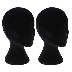 2pcs Black Styrofoam Mannequin Manikin Head Model Wigs Glasses Display Stands