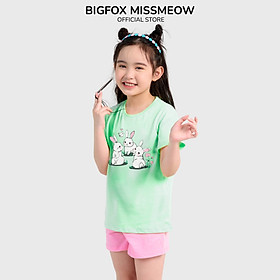 Đồ Bộ Bé Gái Bigfox Missmeow Mùa Mùa Hè Vải Cotton In Thỏ Dễ Thương Size Đại Trẻ Em 3,4,5,6,7,8 Tuổi 25kg 30kg