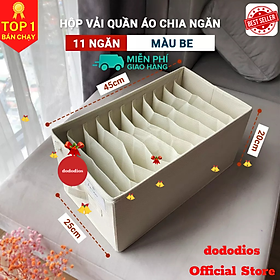 Hộp vải chia 11 ngăn độc quyền dododios có tag gắn tên hộp lõi dày 2mm rất cứng cáp đựng quần jeal áo thun áo len