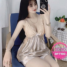 Mua Đồ ngủ sexy nữ FREE SHIP Đồ ngủ hai dây phối ren chất lụa phi hai dây chất mịn quyến rũ  DN1