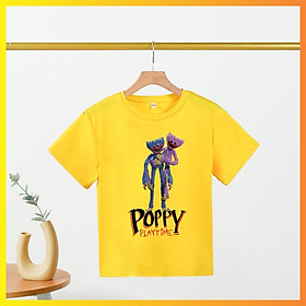 Áo thun phông màu vàng in hình game POPPY PLAYTIME cho bé trai bé gái