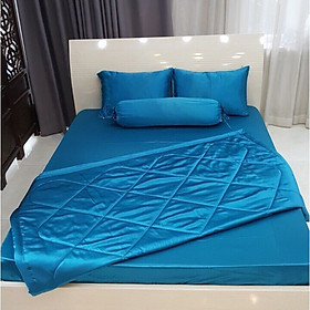 Bộ chăn trần bông ga gối phi lụa 5 món cao cấp lan bedding