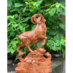 Mua Tượng con dê phong thủy bằng gỗ hương đá kt cao 30×19×7cm