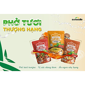 Combo 6 gói Phở konjac trộn xốt mix 3 vị-Phở tươi thượng hạng Exnoodle