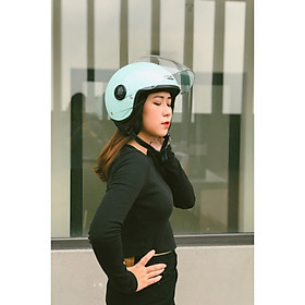 Mũ bảo hiểm 3/4 1 kính SUNDA 228 - Xanh pastel