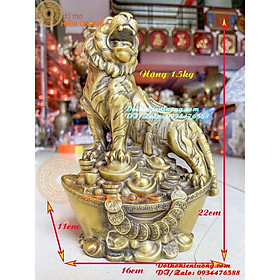 Mua Tượng Linh Vật Hổ Thét Sơn Hà Đứng Trên Quan Tiền Bằng Đồng Vàng Nguyên Chất Cao 22cm Đẹp