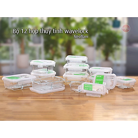 Mua Bộ hộp thuỷ tinh 12 món bảo quản  đựng thực phẩm Neoflam Hàn Quốc - Wavelock  Dùng bảo quản  nướng  hâm nóng thực phẩm