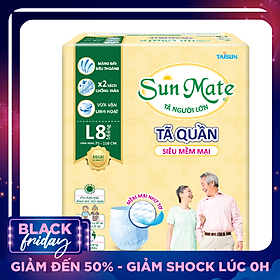 Tã Quần Người Lớn Sunmate Mềm Mại L8 (8 Miếng)