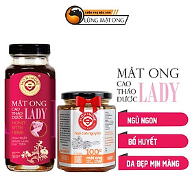 Combo mật ong rừng cao thảo dược Honimore Lady và mật ong rừng nguyên chất 670g - giúp ngủ ngon, chăm sóc sức khỏe phụ nữ