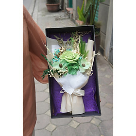  Hộp hoa hồng ướp khô Medium kèm lọ hoa. Style Hàn Quốc