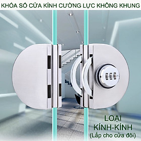 Khóa số cửa kính cường lực loại 3 mã số có thể thay đổi được, làm bằng inox 304, có chốt vặn khóa bên trong