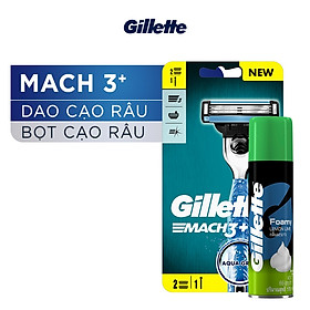 Dao Cạo Râu Gillette Mach3 Classic Và Bọt Cạo Râu Hương Chanh Chai 75G