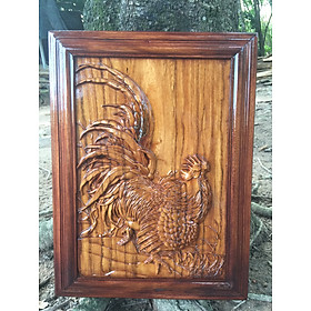 Mua Tranh GÀ gỗ Gõ đỏ 34 x 45cm