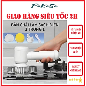 Mua Máy Cọ Rửa Điện Đa Năng Sạc USB  Bàn chải Vệ Sinh Bếp  Bồn Rửa Mặt với 3 Đầu Thay Thế - Chính Hãng