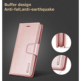 Bao da cho OPPO Reno12 5G, Reno 12F 5G hiệu Hanman dạng ví cài thẻ chống sốc cao cấp - Hàng chính hãng. - Hồng, Hồng