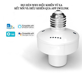 Đui đèn điều khiển từ xa wifi Sonoff SlampherR2, điều khiển qua ứng dụng Ewelink, công suất 450W/2A, tiêu chuẩn E27, hỗ trợ wifi 3G/4G