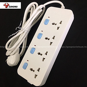 Ổ cắm điện gongniu 4 ổ đa năng 4 công tắc – công suất 10a/250/2500w – trắng – chính hãng hàng chính hãng