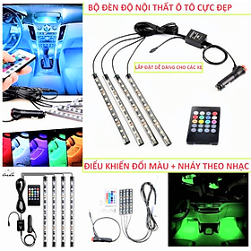 SIÊU CHẤT VỚI BỘ 4 THANH ĐÈN LED TRANG TRÍ XE MÁY VÀ ÔTÔ NHÁY THEO NHẠC CÓ ĐIỀU KHIỂN TỪ XA LOẠI TỐT ĐẸP