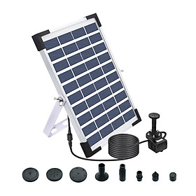 5W Solar Fountain Pump LED Colorful with 6 Nozzle DIY Bird Bath Submersible Water Pump for Fish Tank Outdoor Garden Pool