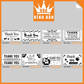 Set 50/100 sticker THANK YOU FOR SHOPPING WITH US (5x3cm) tem dán gói hàng, hộp sản phẩm (1.033)
