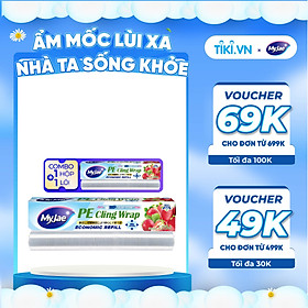 Mua Combo 1 màng bọc thực phẩm PE + 1 lõi màng bọc  MyJae Đài Loan 30cm x 120m dạng dao cắt trượt bảo quản thực phẩm an toàn tiện lợi