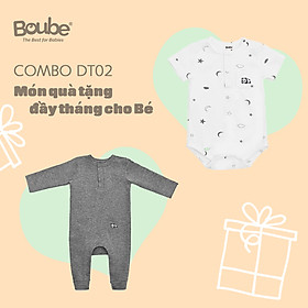 Combo DT02 quà tặng đầy tháng xinh xắn cho các em bé sơ sinh Boube, Vải cotton organic thoáng mát - Size sơ sinh